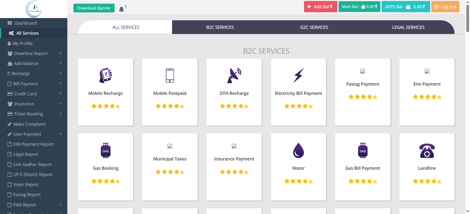 indian software online service commision base user 100 services